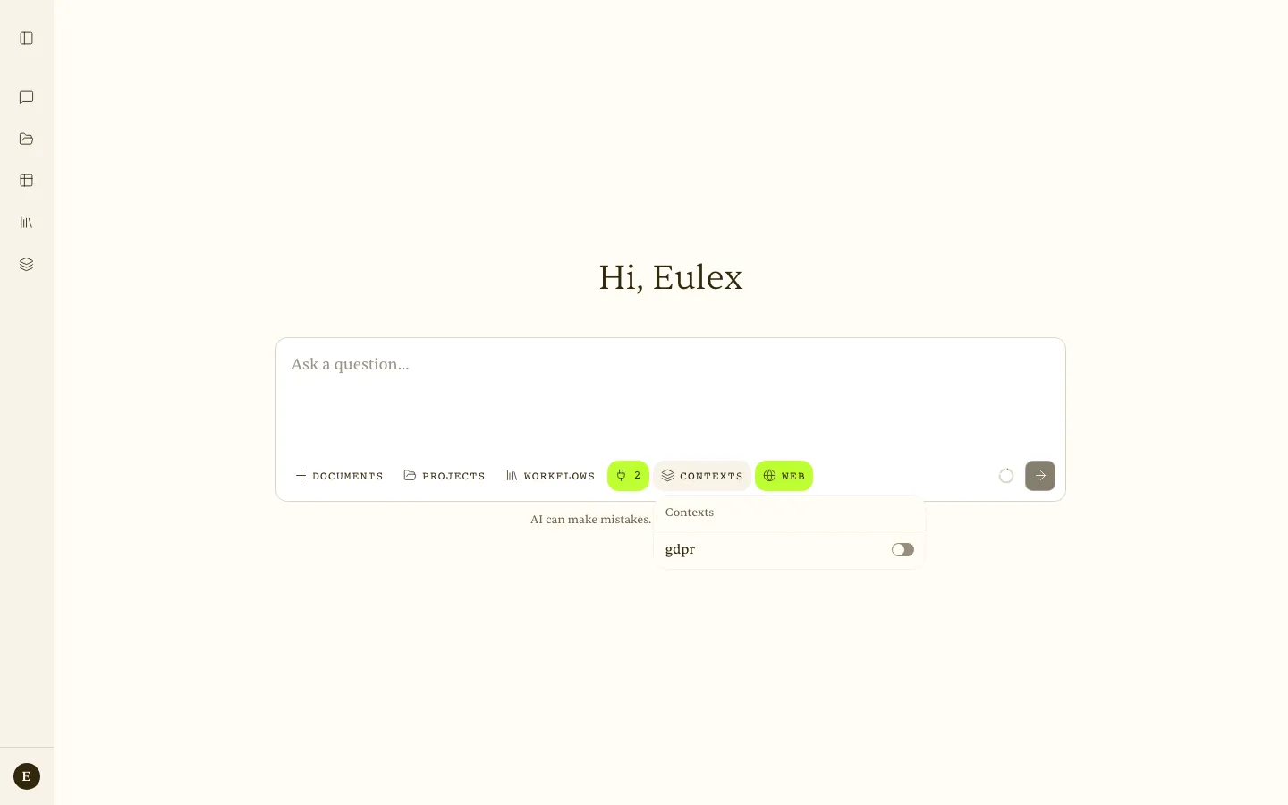 Contexts popover in the composer