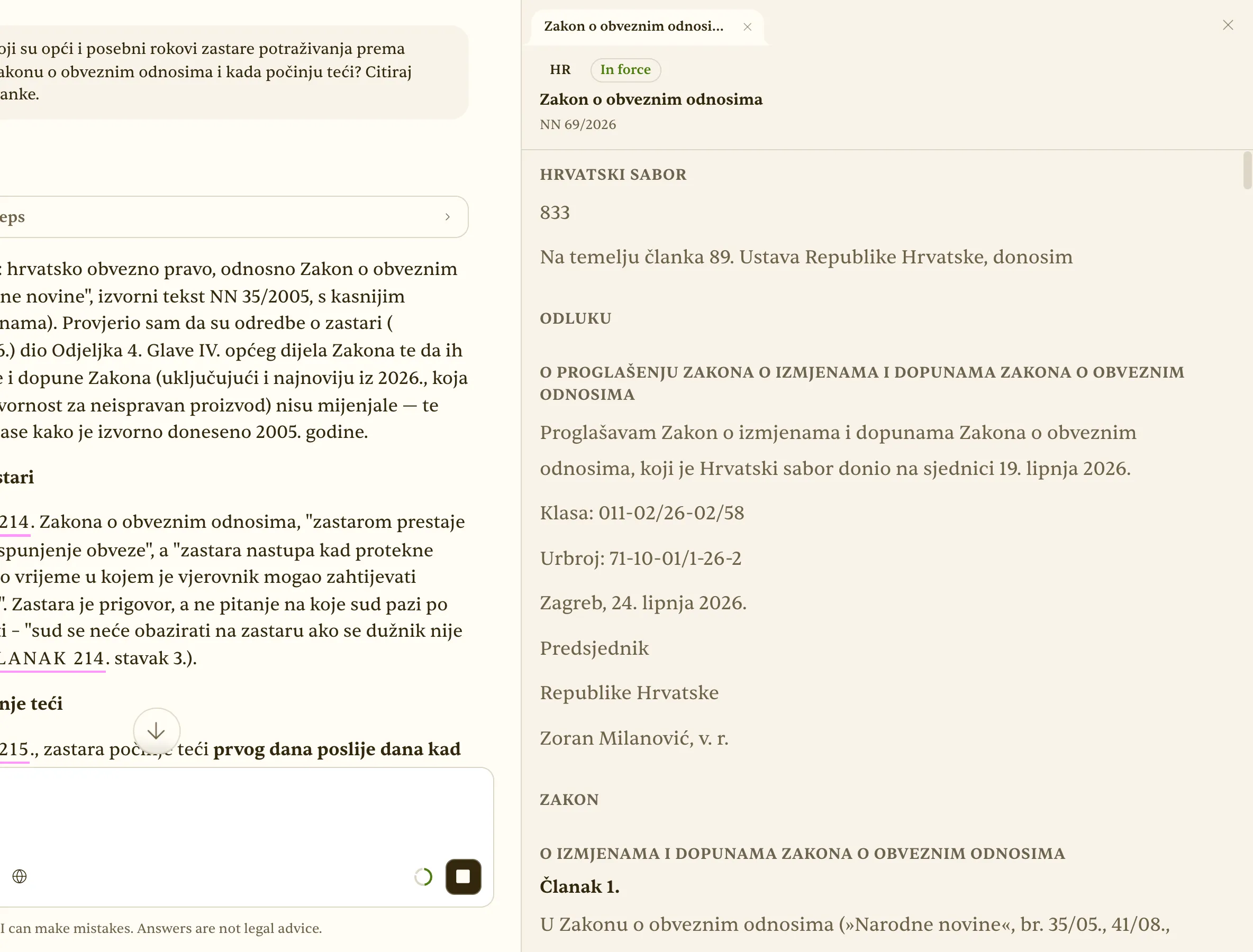 Citation panel — the cited article text and source link