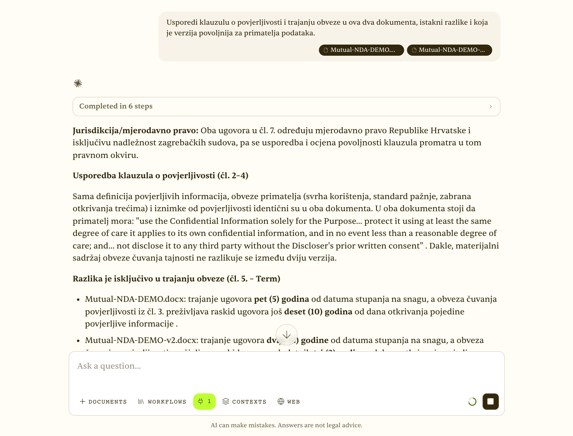 Dva priložena dokumenta i usporedba klauzula citirana po dokumentu